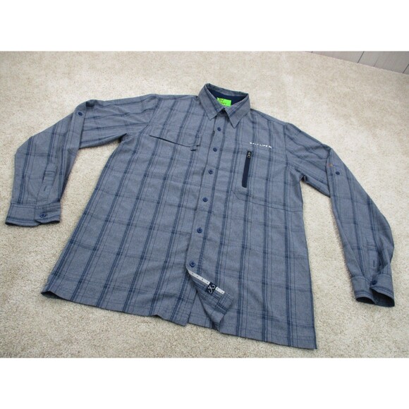 Salt Life Shirt Adult Medium M Blue Fishing Performance Button Up UVapor Mens - Picture 2 of 11